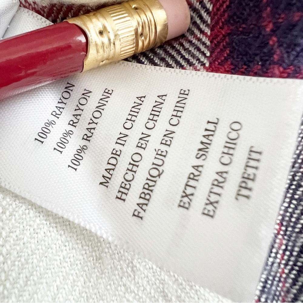 Rails Plaid Flannel Top Long Sleeve Button Down Shirt White Red Navy Blouse XS - Picture 10 of 17
